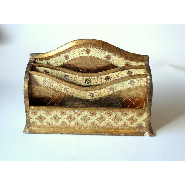 Florentine Wooden Letter Holder, Made in Italy, Vintage From the 50s For Sale - Image 6 of 10