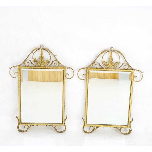 Pair of Regency style gilt metal rectangle wall mirrors mint!