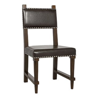 NOIR Kerouac Dining Chair with Leather, Distressed Brown For Sale