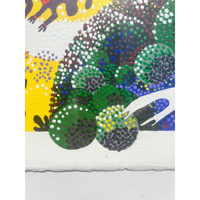 Wood Joy Rowbotham Original Framed Acrylic Painting – New Zealand Landscape With Māori-Inspired Dot Motifs For Sale - Image 7 of 10