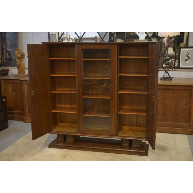 Brutalist Brutalist Oak Display Cabinet by Charles Dudouyt, 1940s For Sale - Image 3 of 15