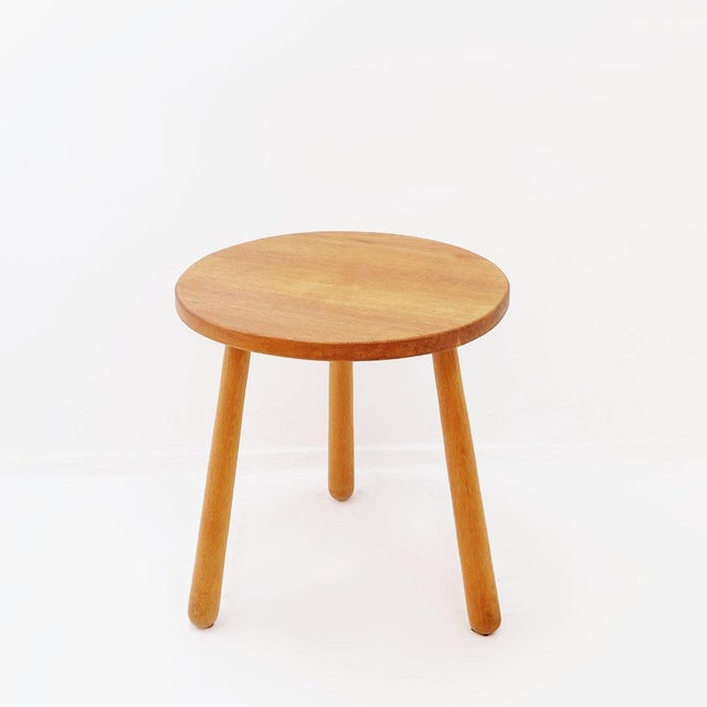Wood Vintage Wooden Tripod Side Table with Rounded Legs For Sale - Image 7 of 10