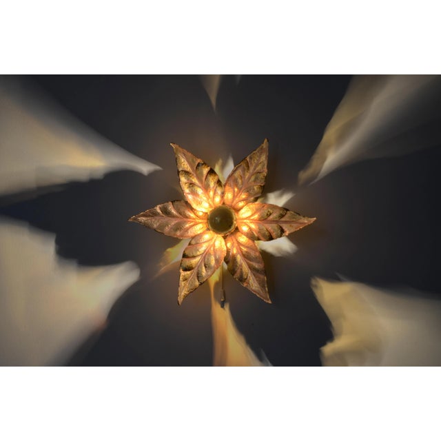 Metal Willy Daro Style Brass Flower Sconce from Massive Lighting, 1970s For Sale - Image 7 of 9
