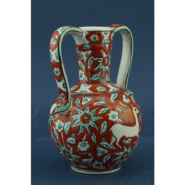 20th Century Ceramic Vase with Iznik Decoration and Stylized Ibex by Icarus Rhodes, Greece, 1950s For Sale - Image 4 of 18