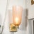 Metal Modernist Hand-Blown Smoked Rose Murano Fluted Glass Sconces With Brass Fittings For Sale - Image 7 of 17