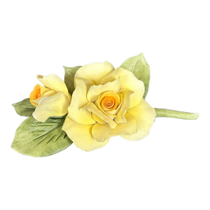 Italian Capodimonte Porcelain Flowers Yellow Roses