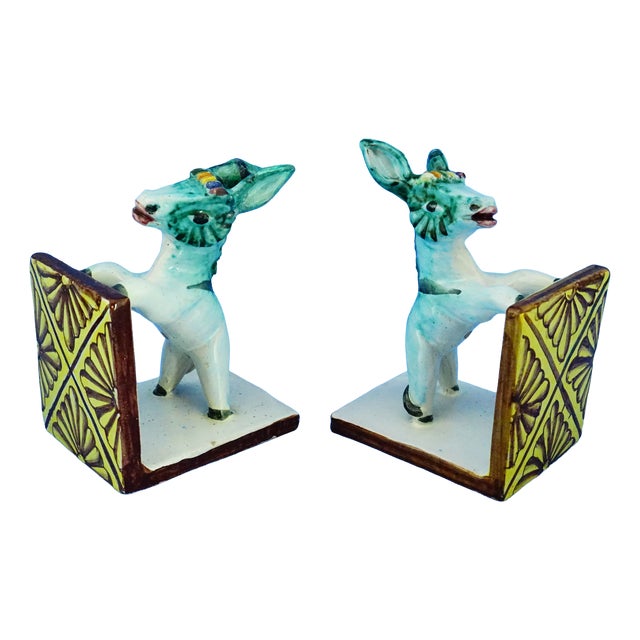 Dölker School Sculptural Ceramic Donkey Bookends from Cas Vietri Solimene, 1940s, Set of 2 For Sale