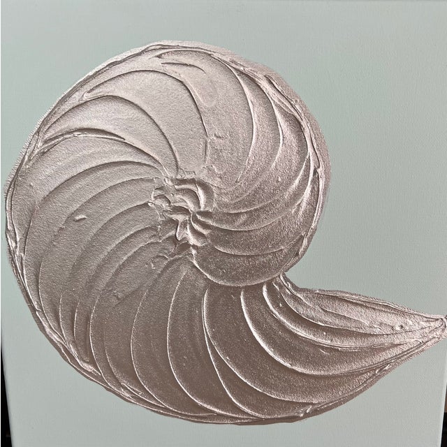 2020s Mint & Silver Seashell Trio Canvas Art Collection, Designed by Cheryl P. Kohloff For Sale - Image 5 of 6