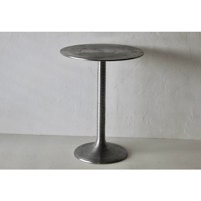 Silver Italian Tulip Style Alu Nickel Side Table Vintage For Sale - Image 8 of 13
