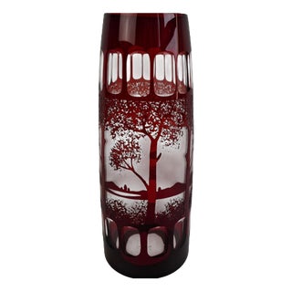 Art Deco Ruby Cut Overlay Vase from Egermann, Czechoslovakia, 1920s For Sale