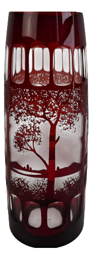 Art Deco Ruby Cut Overlay Vase from Egermann, Czechoslovakia, 1920s