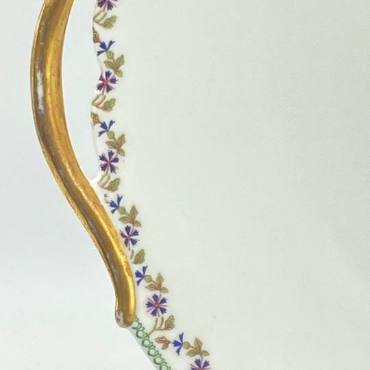 Antique Art Deco Limoges Tressemanes Et Vogt T&v Serving Platter With Handles (Flower Pattern on Border) For Sale - Image 9 of 18