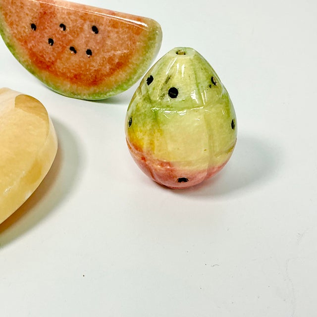 Mid-Century Italian Boho Chic Hand Carved Marble Fruit - Set of 4. For Sale - Image 6 of 11