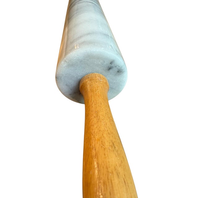 1970’s Marble Rolling Pin With Stand White Gray For Sale - Image 9 of 9