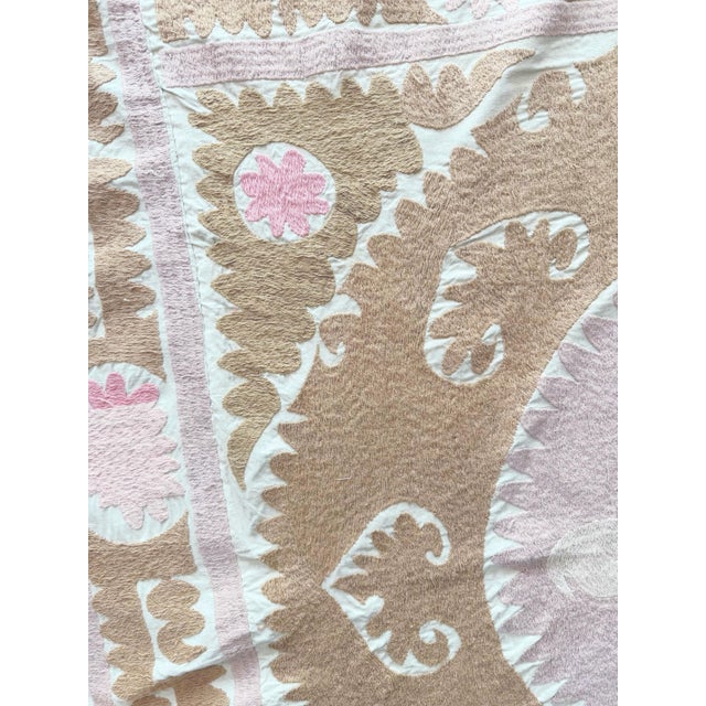 Orange Hand-Embroidered Bukhara Suzani Tribal Textile For Sale - Image 8 of 9