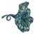Hand Blown Murano Style Glass Flower Green Blue Confetti Style & Curled Stem For Sale