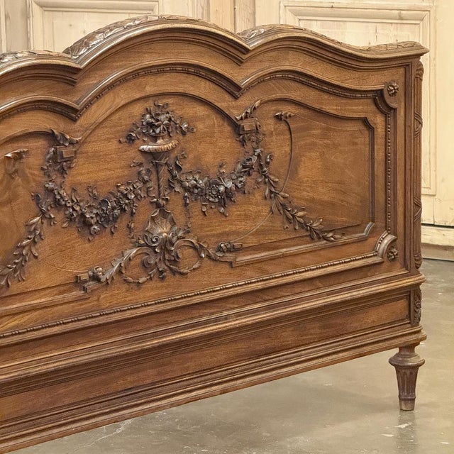 19th Century French Louis XVI Walnut Bed For Sale - Image 13 of 18