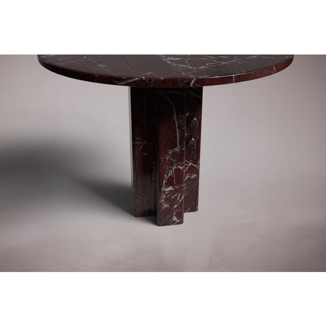 Arti Rosso Levanto Marble Round Dining Table 35.4" For Sale - Image 4 of 5