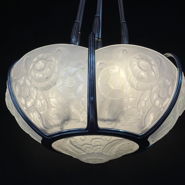 Art Deco Nickel-Plated Ceiling Light by Muller Freres, Luneville, 1930s For Sale - Image 13 of 14