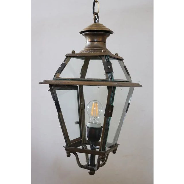 Vintage Brass and Glass Lantern, 1980s For Sale - Image 13 of 14