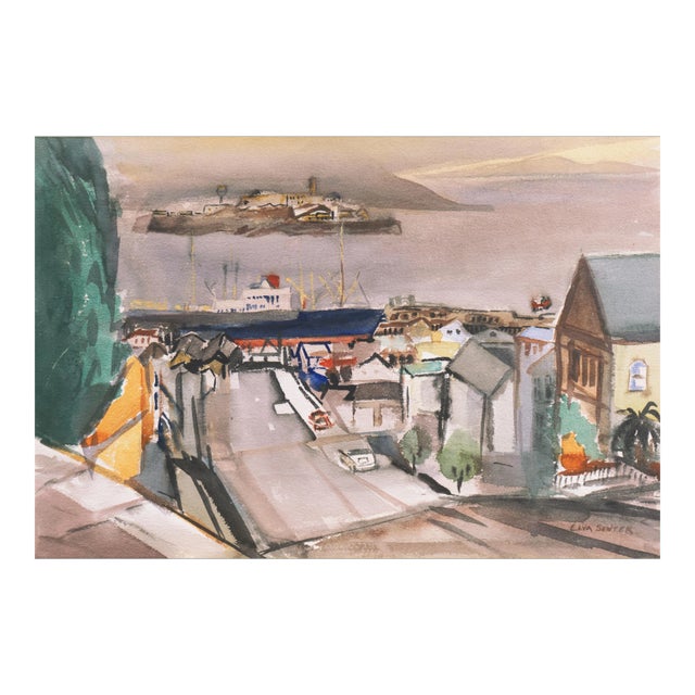 'San Francisco and the Bay' by Elva Senter, Early California Woman Artist, Palo Alto Art Club For Sale