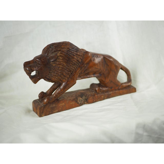 Early 20th French Carved Walnut Wood Lion For Sale - Image 4 of 9