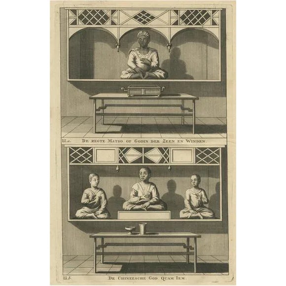 Valentijn, Chinese Temple and Chinese Deity Calamija, 1726, Paper For Sale