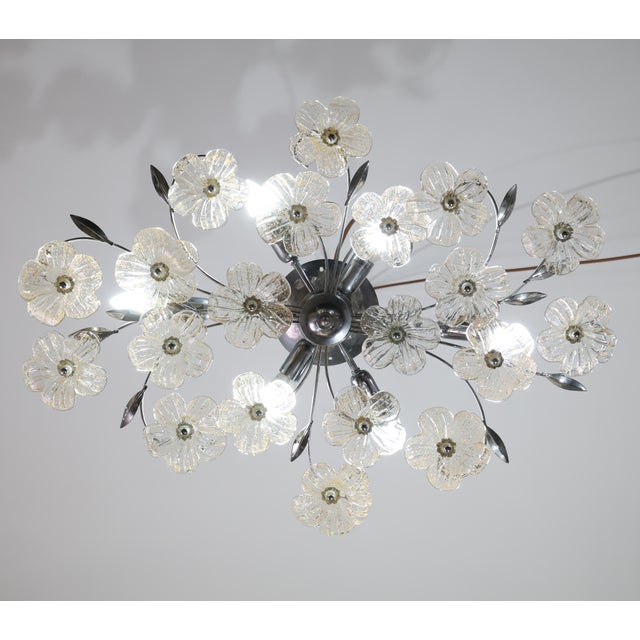 1970s Italian Large Size Gold and Transparent Murano Glass Wall Light or Ceiling Light Flower For Sale - Image 15 of 17