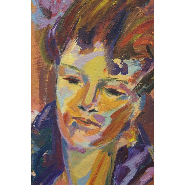 Mid 20th Century Ross Kinduell Expressionist Victorian Woman Portrait Oil Painting For Sale - Image 6 of 10