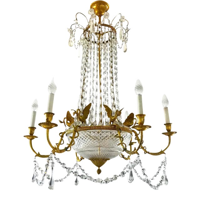 Empire Gilt Bronze and Cut Crystal Chandelier, 1815 For Sale