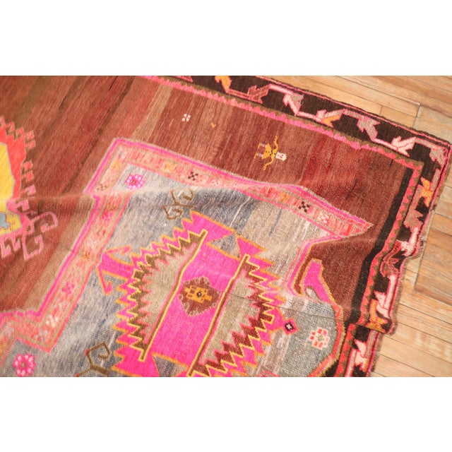 Vintage Zabihi Rug Collection Funky Turkish Gallery Rug For Sale - Image 9 of 12