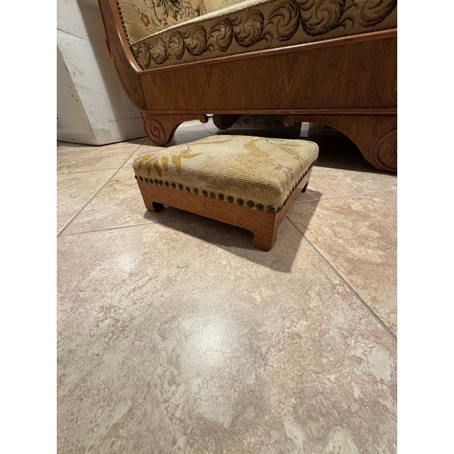 * Part of a Suite of 4 Pieces! Early 19th Century Classic Charles X French Biedermeier Settee With Needlepoint Upholstery For Sale - Image 11 of 11