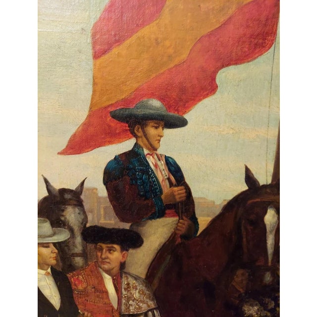 19th Century E. Velier Oil Painting on Canvas Spanish Matador Porcession For Sale - Image 9 of 12
