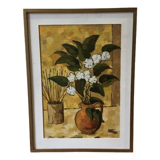 Jean-Jacques Boimond, Fleurs blanches et pinceaux, 1989, Oil on Canvas, Framed For Sale