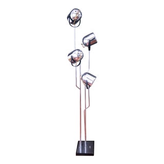 1960s Vintage Goffredo Reggiani 4 Light Chrome Floor Lamp For Sale