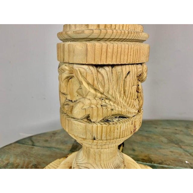 Wood 19th Century Italian Candlestick Lamps With Custom Parchment Shades - a Pair For Sale - Image 7 of 11