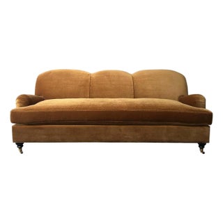 Custom Made Modern English Arm Sofa in Performance Linen Velvet - 72" For Sale
