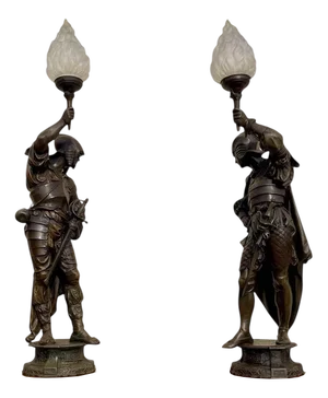 Spelter Lamps, 1920s, Set of 2