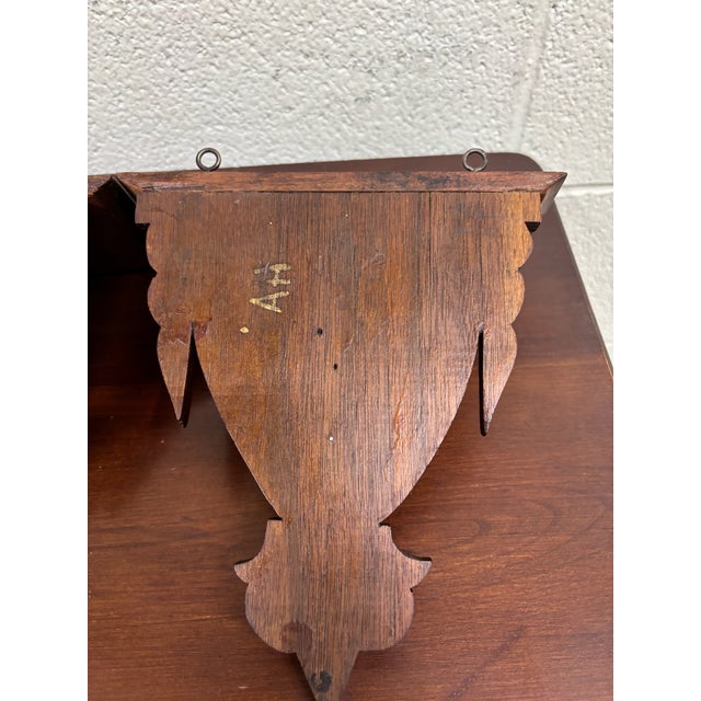 Wood Antique Arts and Crafts Gothic Revival Exposed Peg Wall Brackets - Pair For Sale - Image 7 of 8