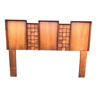 1970s Tobago Brutalist Walnut Headboard For Sale