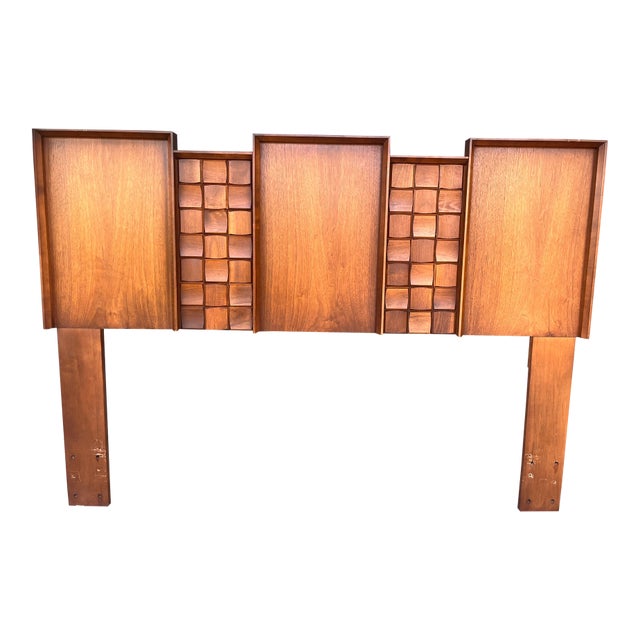 1970s Tobago Brutalist Walnut Headboard For Sale