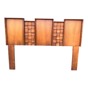 1970s Tobago Brutalist Walnut Headboard