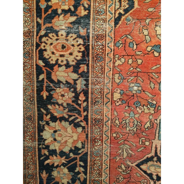 Mid 19th Century Persian Farahan Rug, Hand-Knotted Wool, Floral Medallion Pattern, Red & Blue, 8x12 For Sale - Image 14 of 18