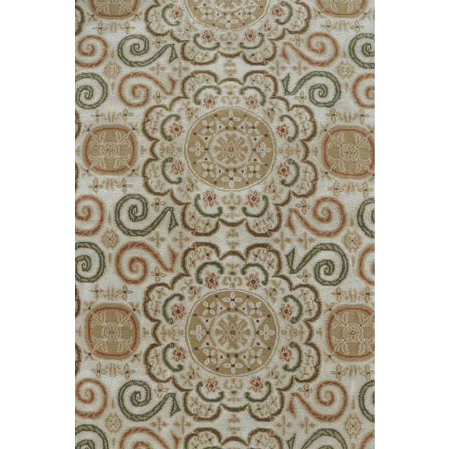 Rug & Kilim’s European Style Rug in Cream-White With Medallions in Green & Beige For Sale In New York - Image 6 of 7