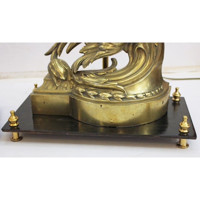 Mid 19th Century Mid-Late 19th Century Pair of French Bronze Chenets Mounted as Lamps For Sale - Image 5 of 13