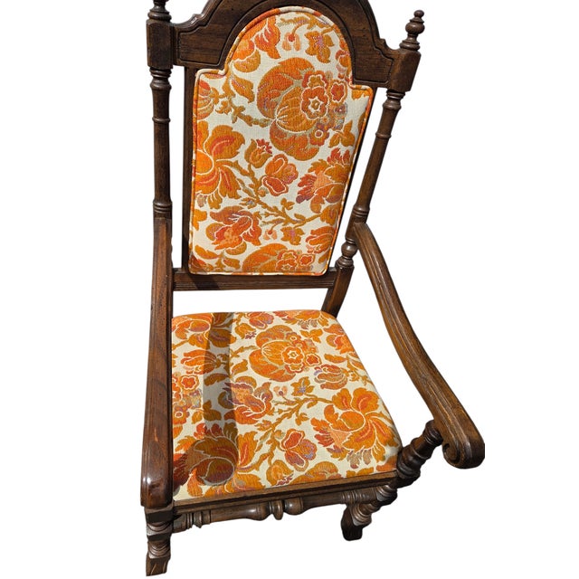 1970s Ethan Allen Jacobean Royal Charter Oak Dining Room Armchairs Gothic Pair For Sale - Image 12 of 14