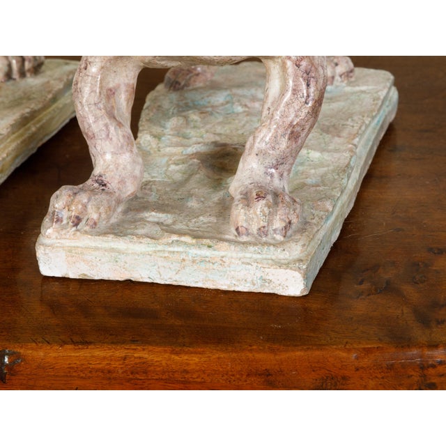 Pair of 19th Century French Faience Bulldog Sculptures on Terracotta Bases For Sale In Atlanta - Image 6 of 10