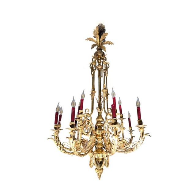 19th-Century French Gilded Bronze Chandelier 16 Lights, 1860s For Sale - Image 10 of 18