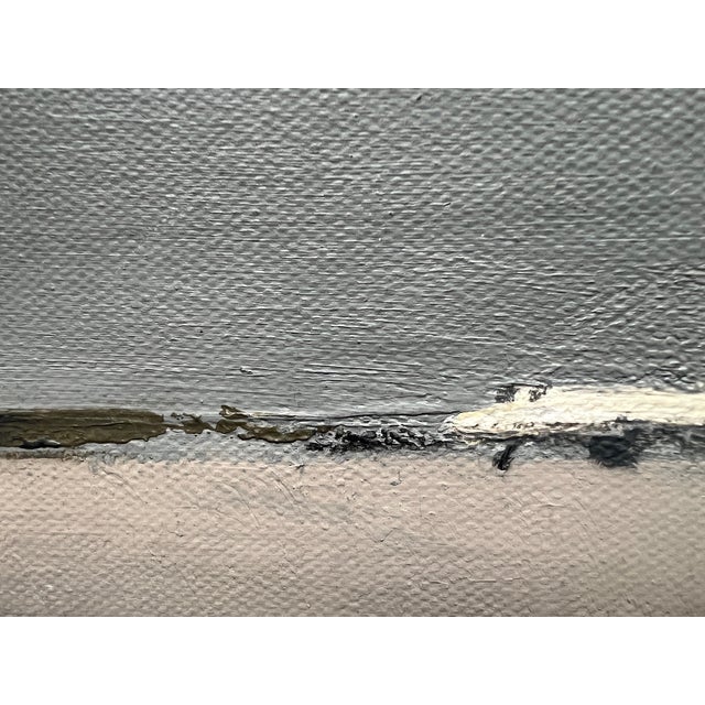 Slate Gray "Departure" Contemporary Cityscape Painting in Gray and Blue of Airport by Mill Valley Artist Mary Anne McKernie For Sale - Image 8 of 12