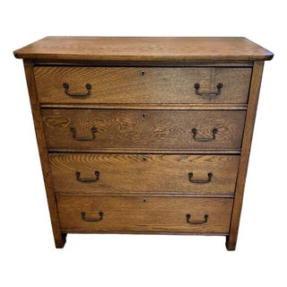 Early 1900s Solid Wood Dresser - 4 Drawers - Farmhouse Storage For Sale